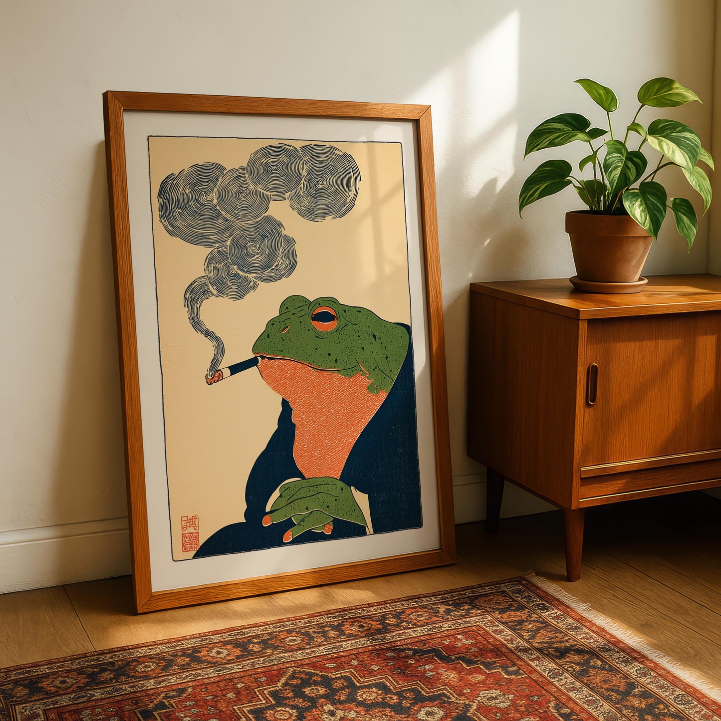 Japanese Smoking Frog Print