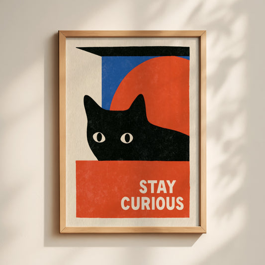 Stay Curious Cat Print