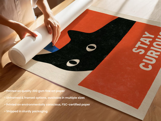 Stay Curious Cat Print