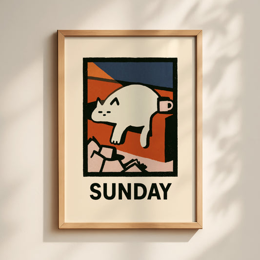 Sunday Cat Print