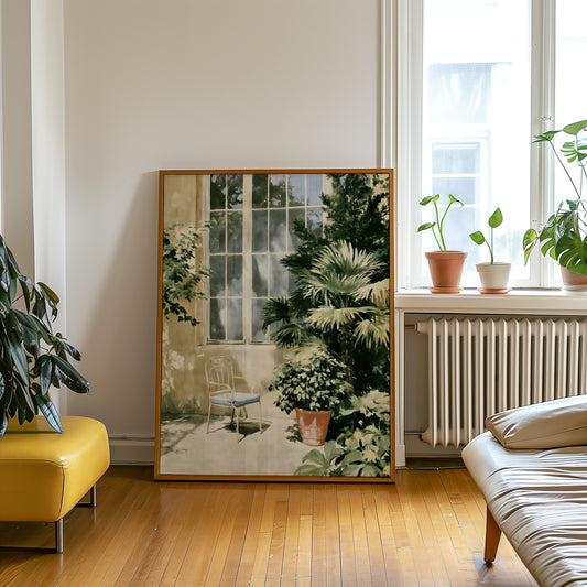 Sunlit Courtyard Chair Print