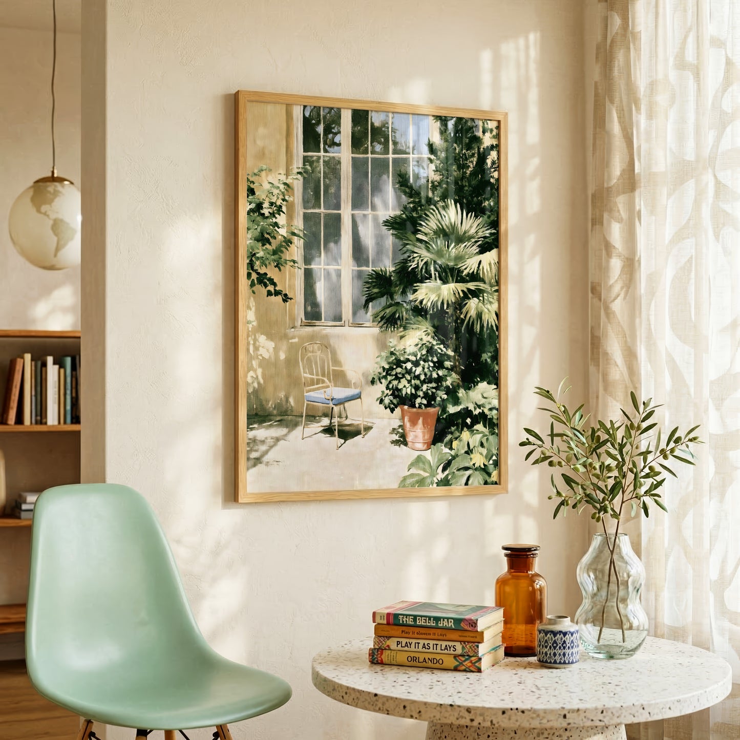 Sunlit Courtyard Chair Print