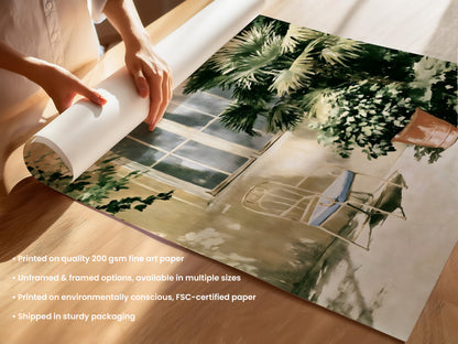 Sunlit Courtyard Chair Print