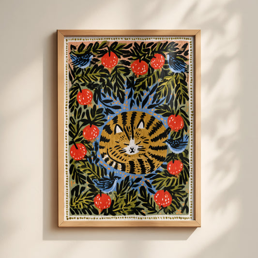 Tabby Cat & Pomegranates Print 001 MASTER-portrait.jpg