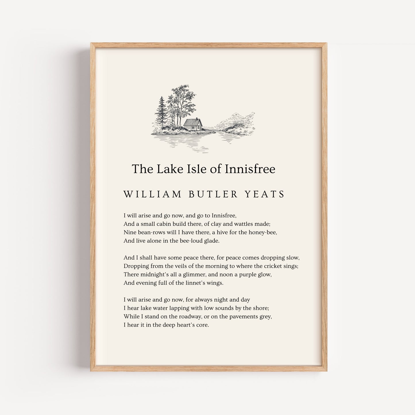 W.B. Yeats Poem Print - "The Lake Isle of Innisfree"