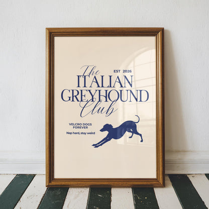 The Italian Greyhound Club Typography Print