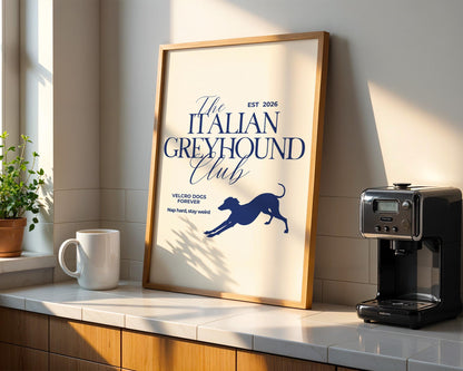 The Italian Greyhound Club Typography Print