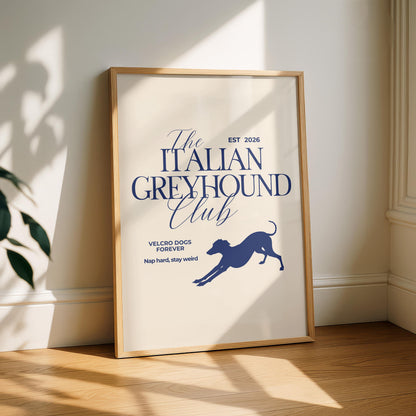 The Italian Greyhound Club Typography Print