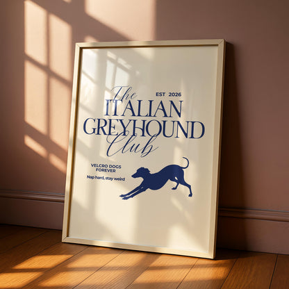 The Italian Greyhound Club Typography Print
