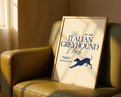 The Italian Greyhound Club Typography Print