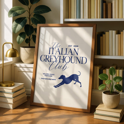 The Italian Greyhound Club Typography Print