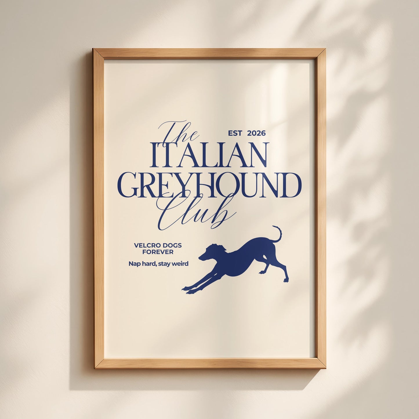 The Italian Greyhound Club Typography Print