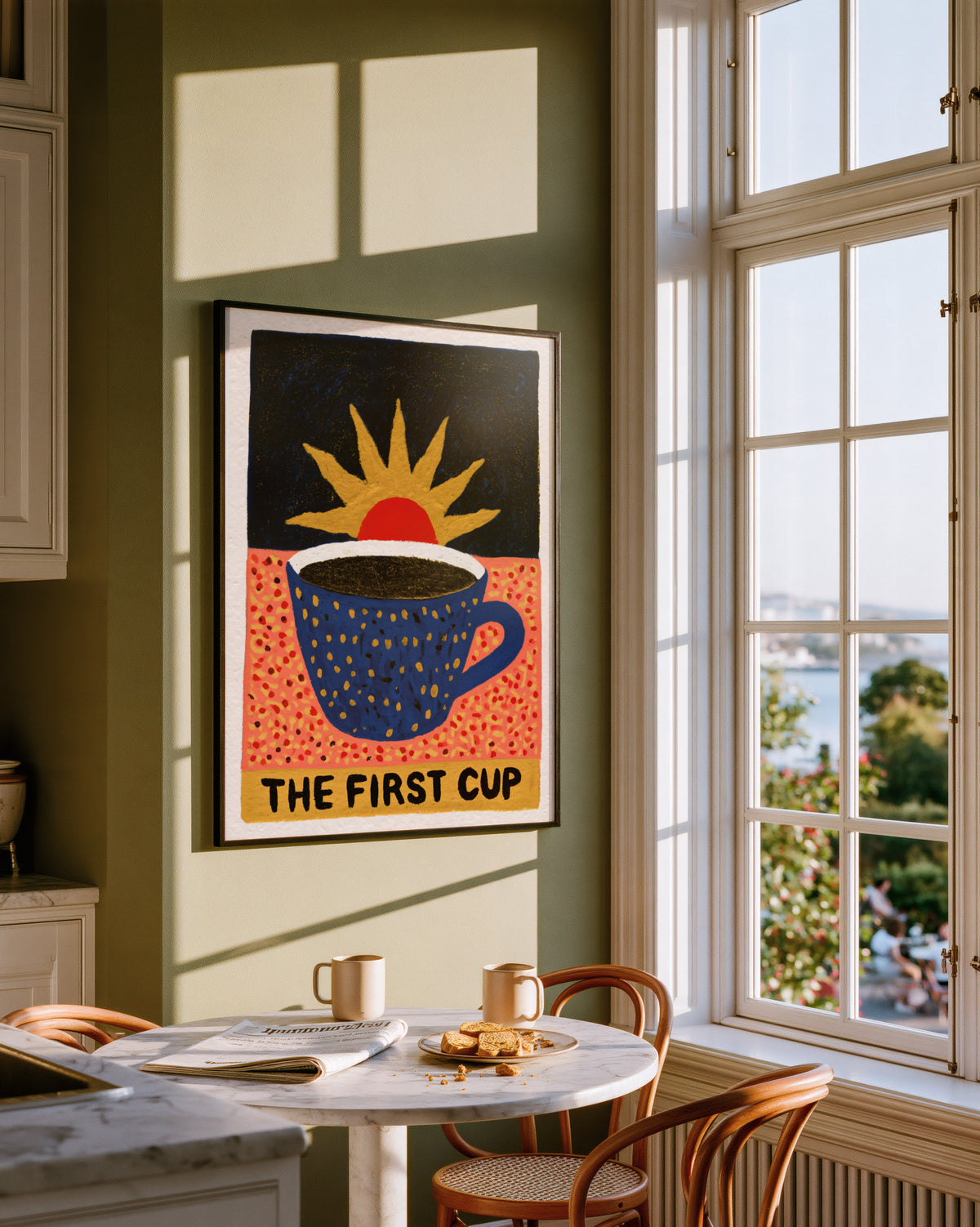 The First Cup Coffee Print 004 Golden kitchen breakfast nook.jpg