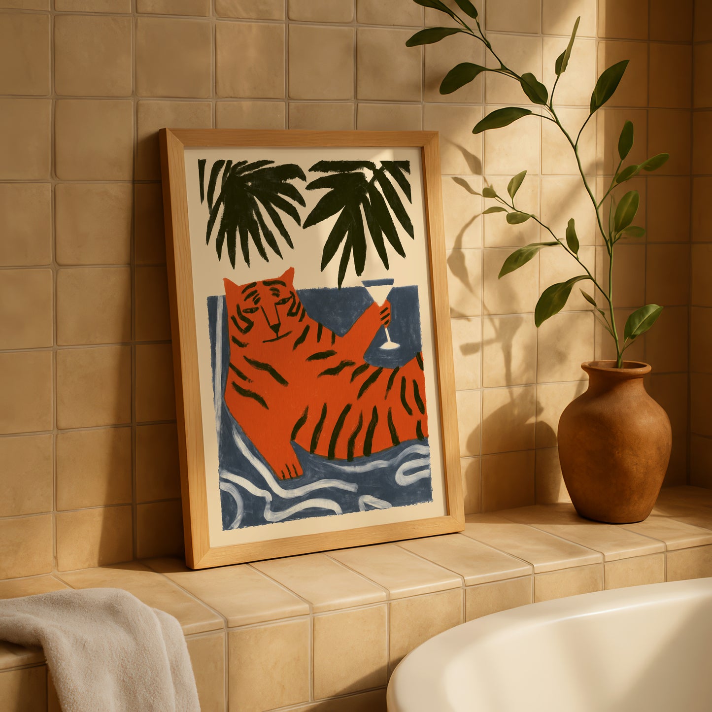 Tiger Martini Wall Art Print