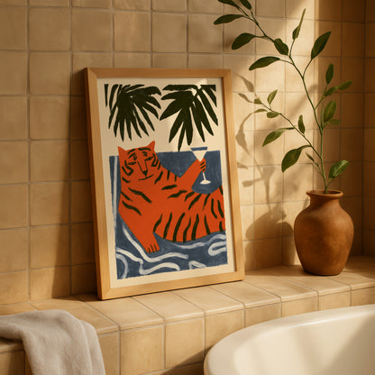 Tiger Martini Wall Art Print