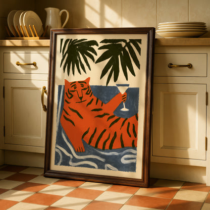 Tiger Martini Wall Art Print
