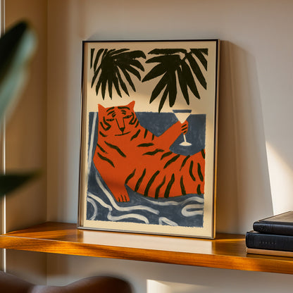 Tiger Martini Wall Art Print