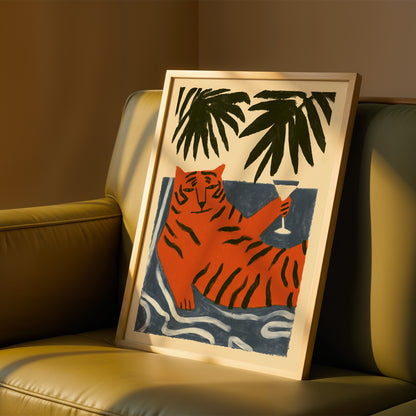 Tiger Martini Wall Art Print