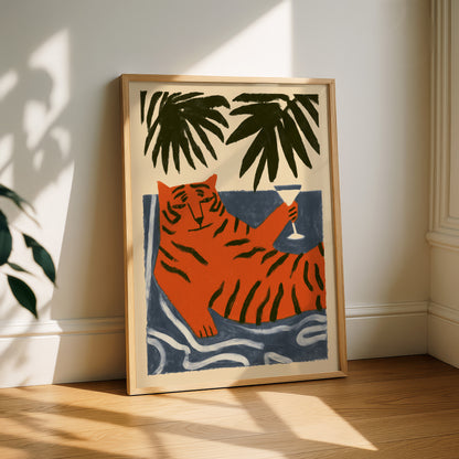 Tiger Martini Wall Art Print