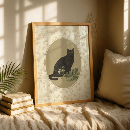 Vintage Black Cat Print