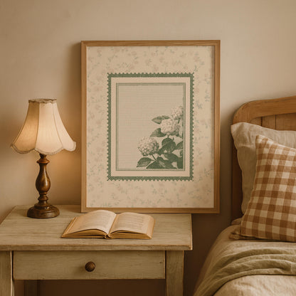 Vintage Peony Postal Stamp Print