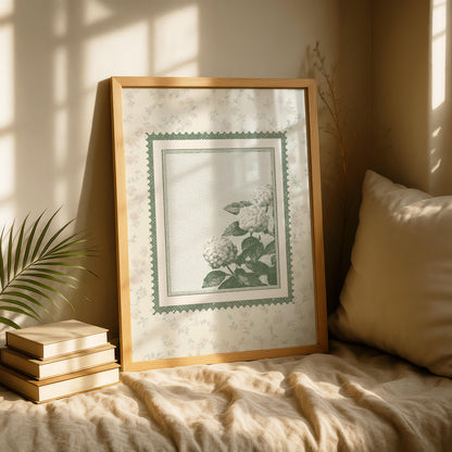 Vintage Peony Postal Stamp Print