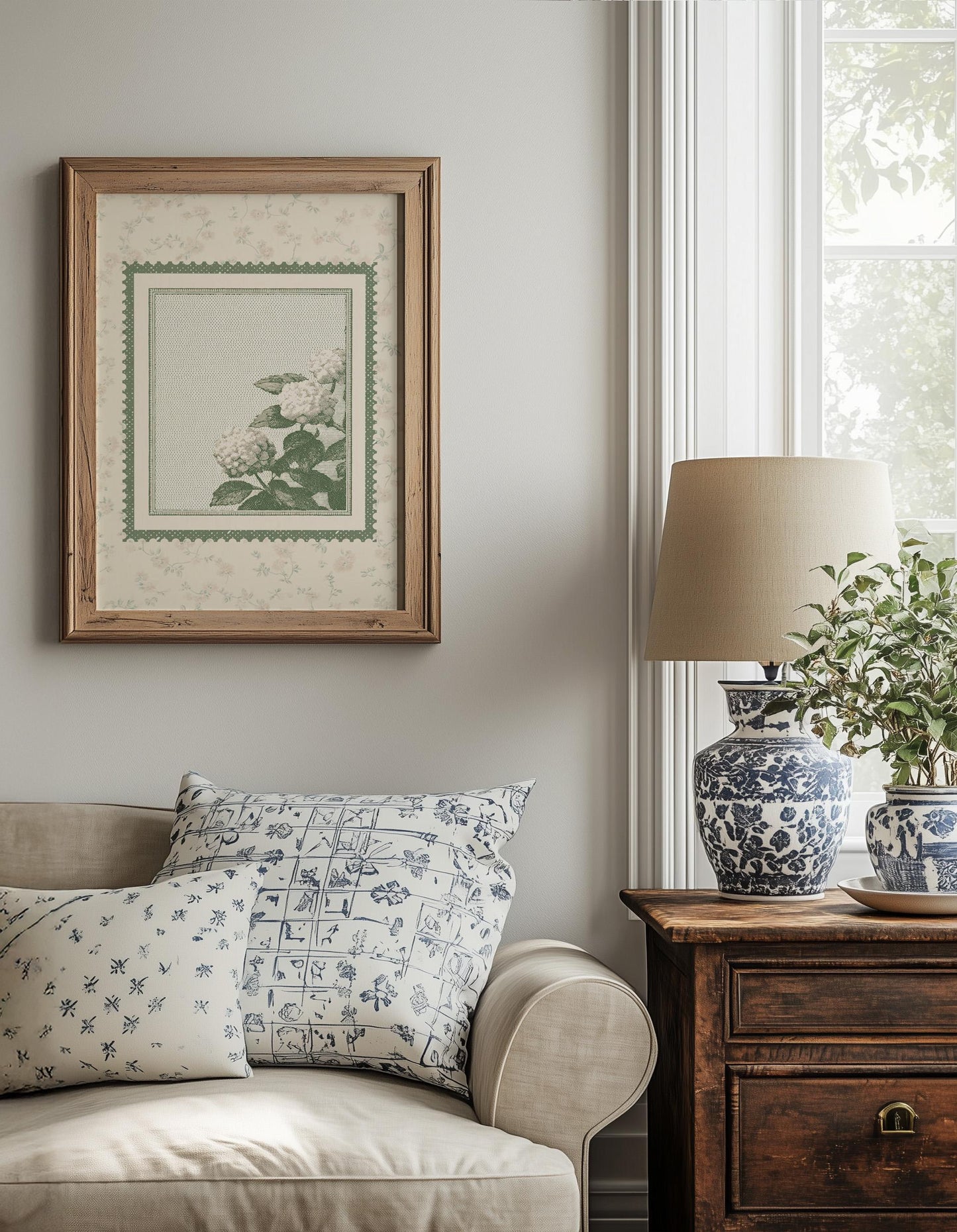Vintage Peony Postal Stamp Print