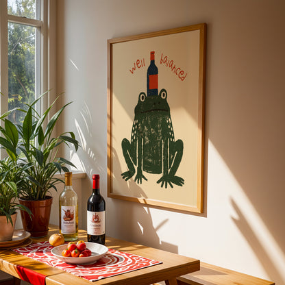 Frog Wine Print