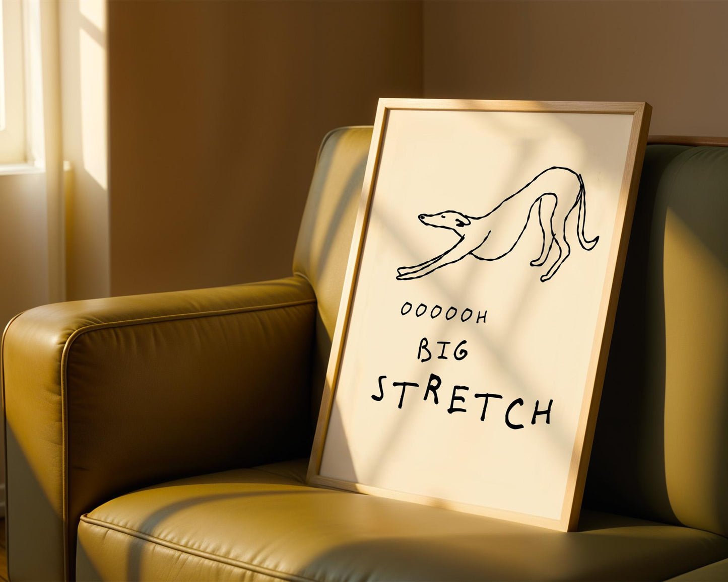 Whippet Morning Quote Print - "Oooooh Big Stretch"