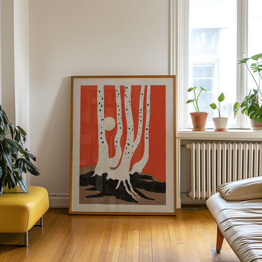 White Birch Trees Print