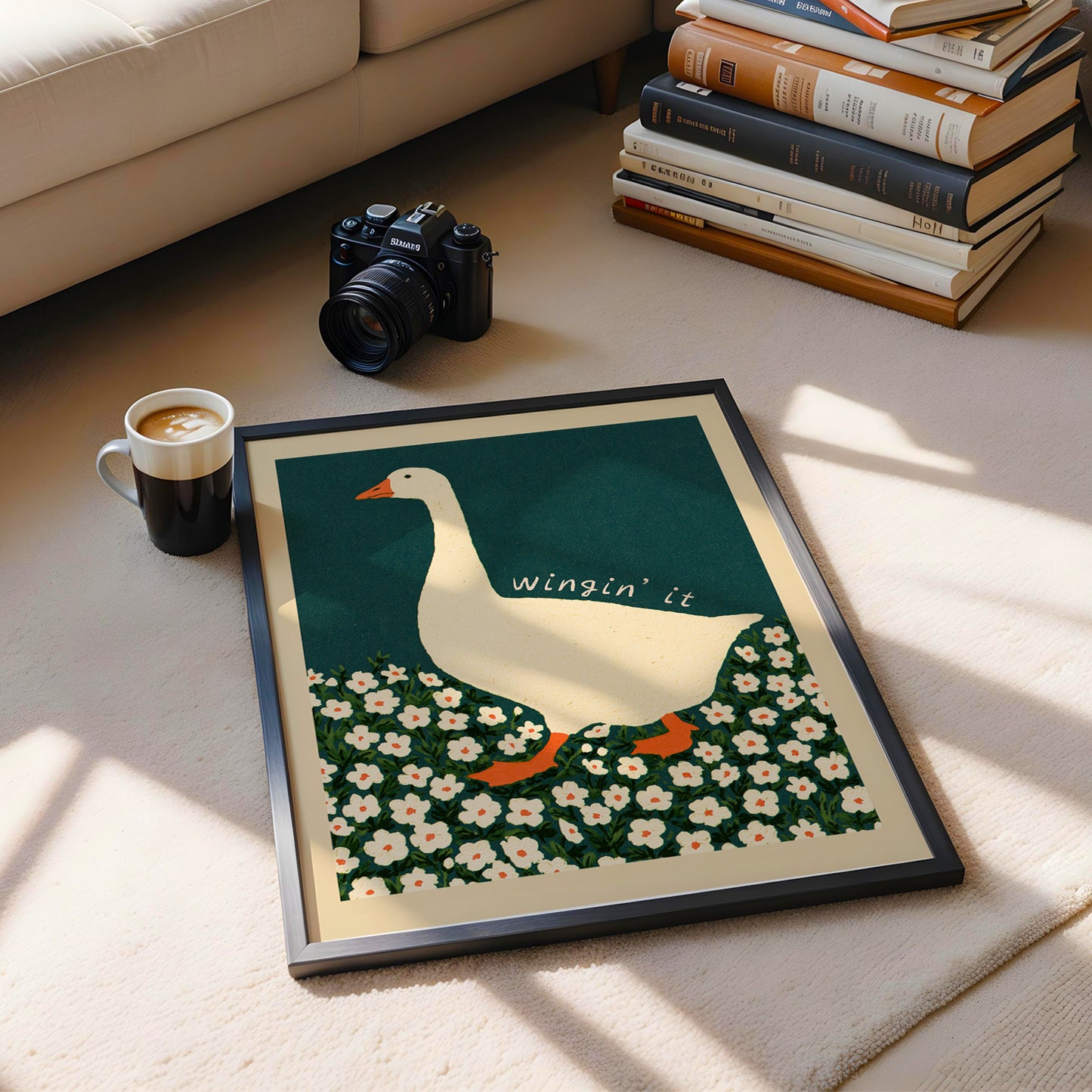 Wingin' It Goose Floral Print — Teal
