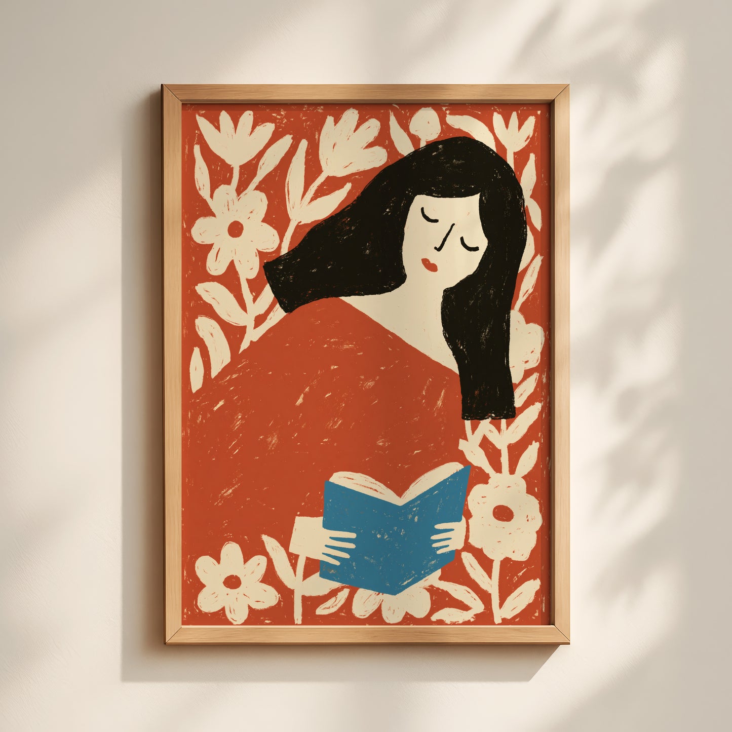 Woman Reading Among Flowers Print