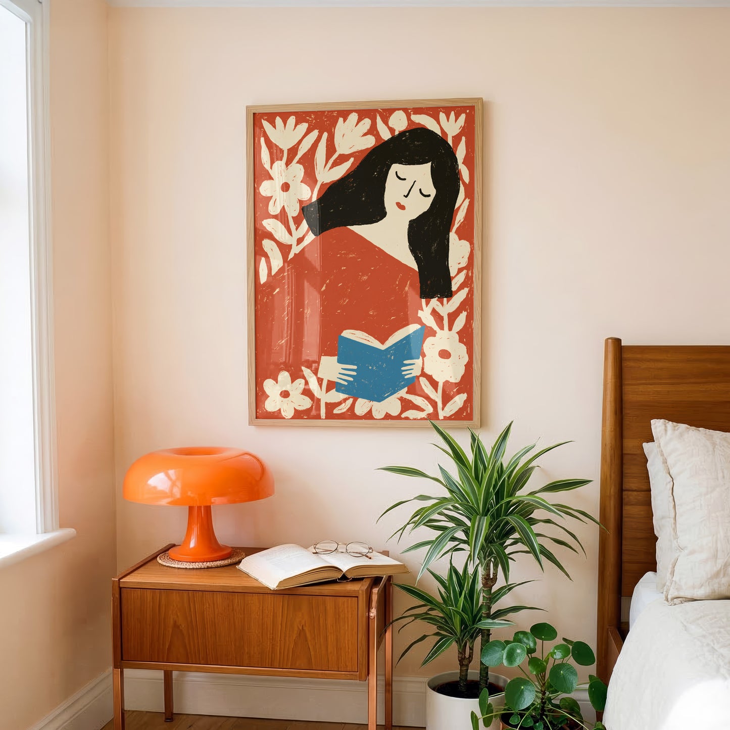 Woman Reading Among Flowers Print