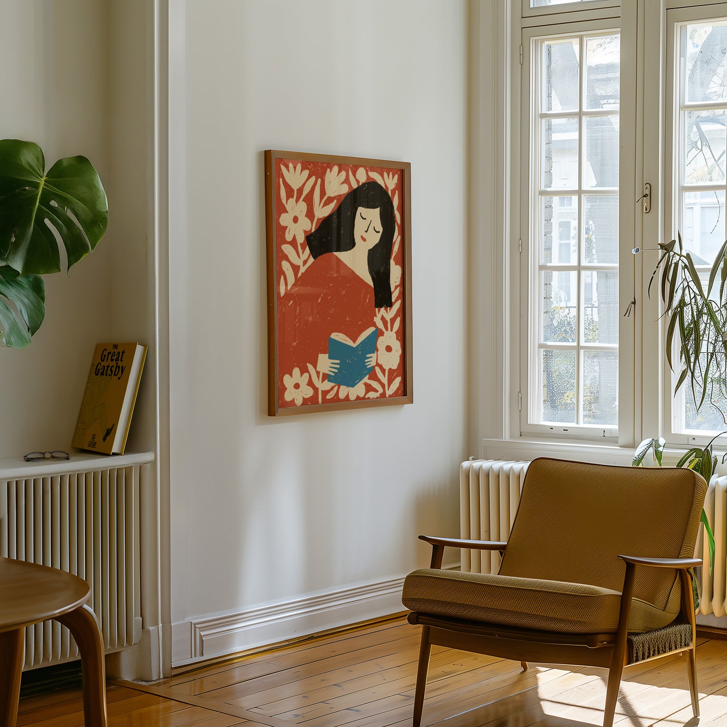 Woman Reading Among Flowers Print