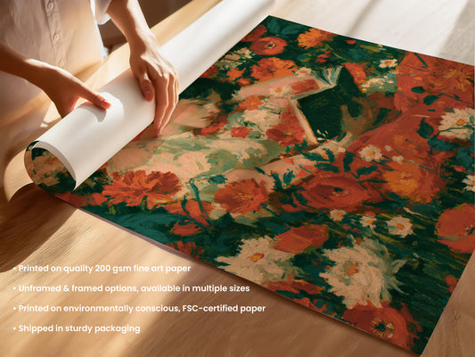 Woman Reading Poppy Field Print