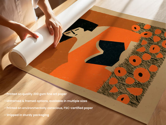 Woman Reading in Poppies Print