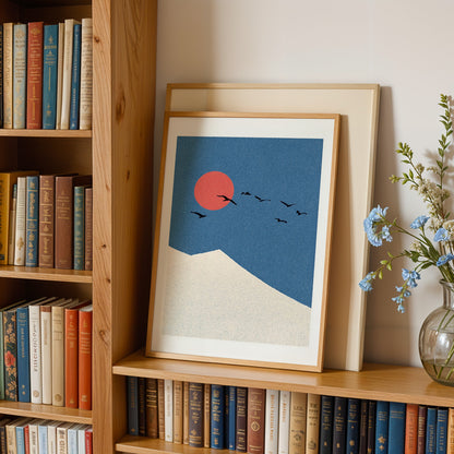 Mountain Print – Sun & Birds