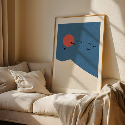 Mountain Print – Sun & Birds