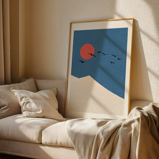 Mountain Print – Sun & Birds