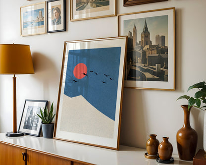 Mountain Print – Sun & Birds