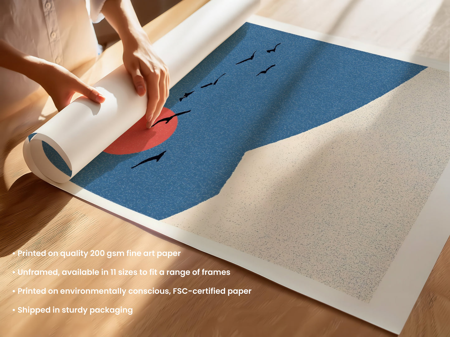Mountain Print – Sun & Birds