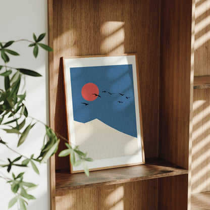 Mountain Print – Sun & Birds