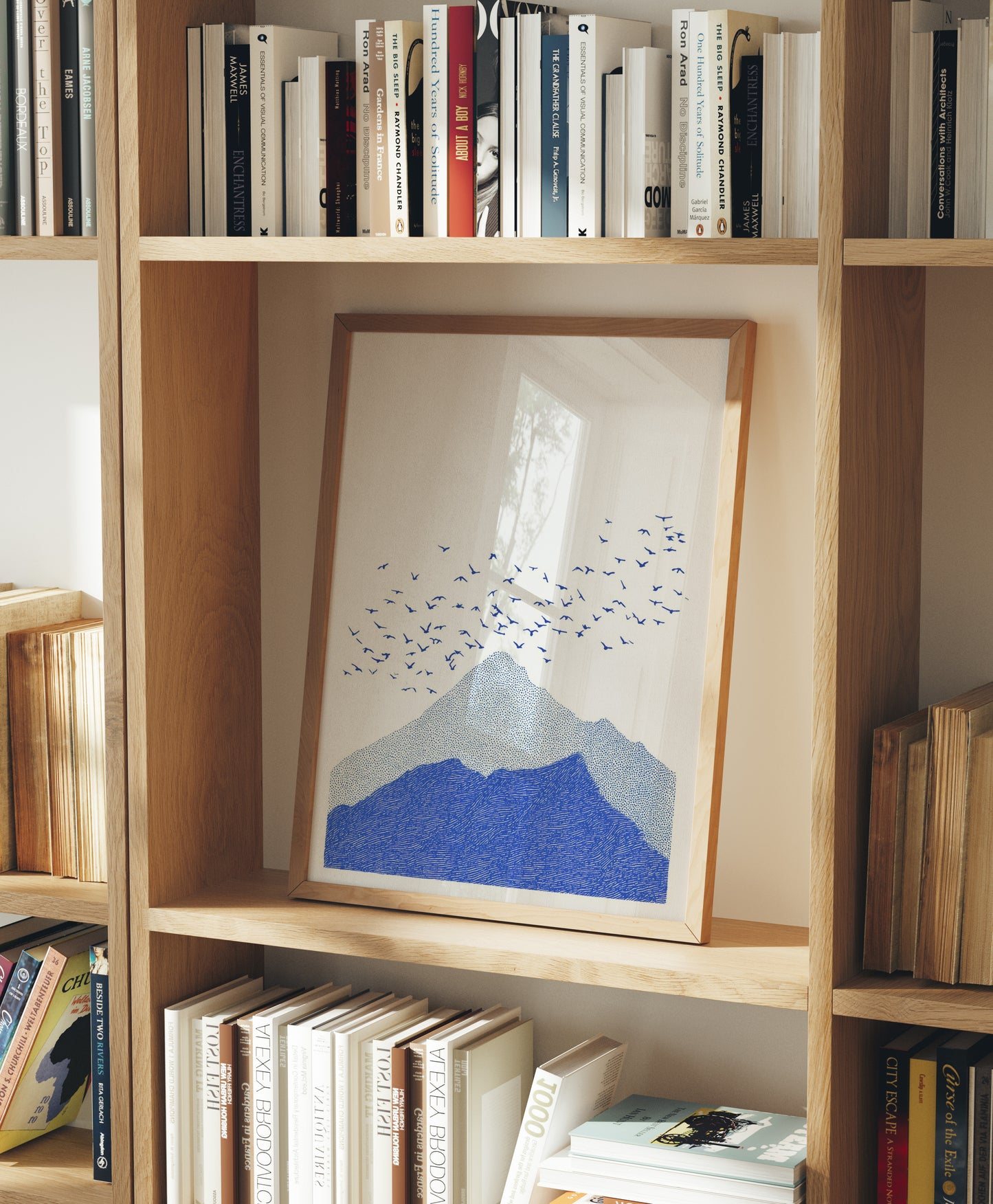 Minimalist Mountain Print with Birds