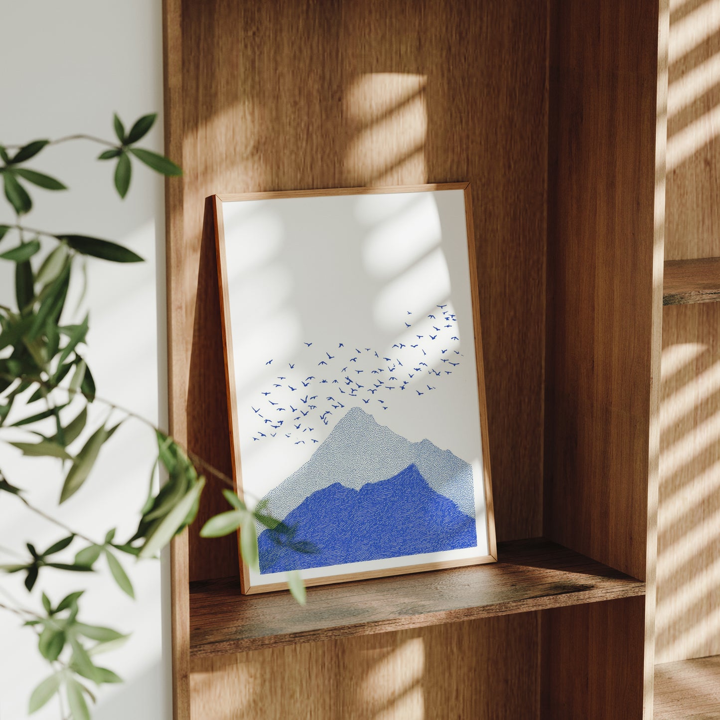Minimalist Mountain Print with Birds