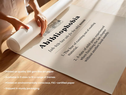 Abibliophobia Definition Print