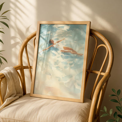 Ocean Woman Swimming Print