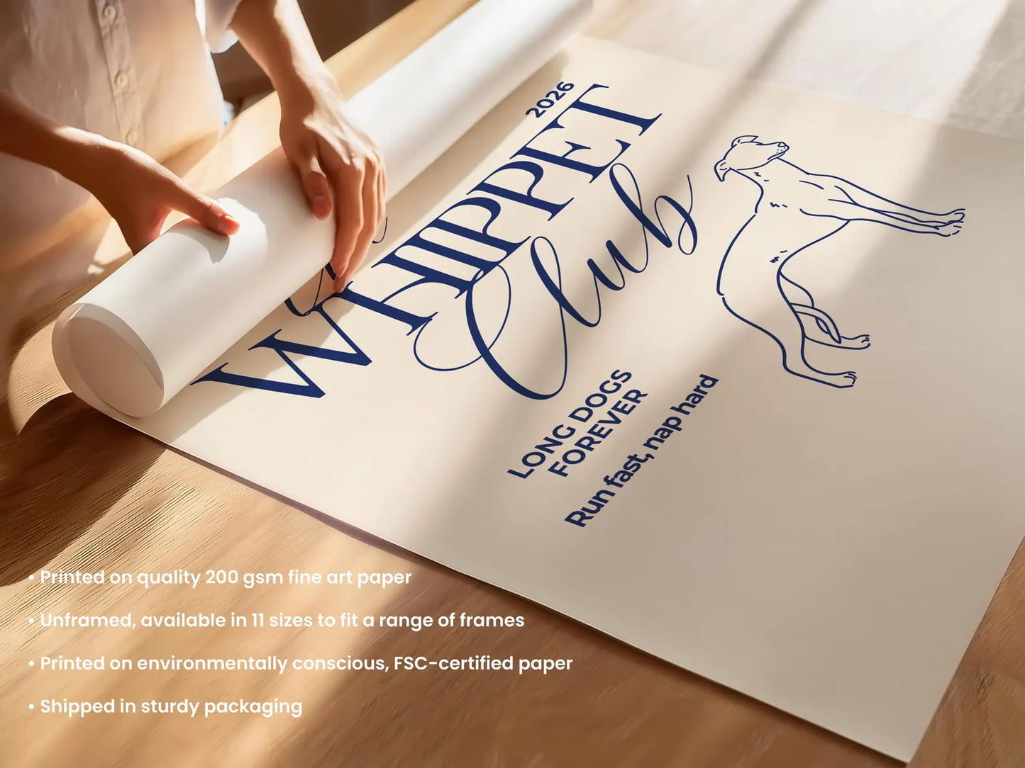 The Whippet Club Typography Print
