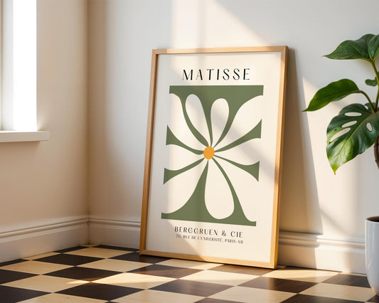 Sage Green Matisse Flower Print