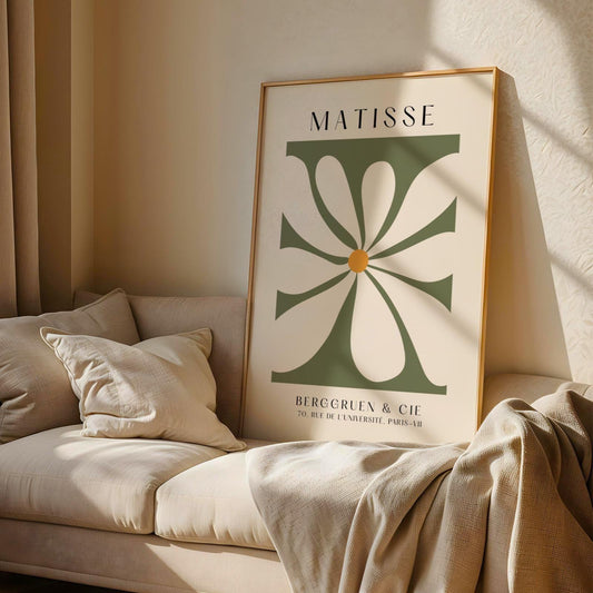 Sage Green Matisse Flower Print