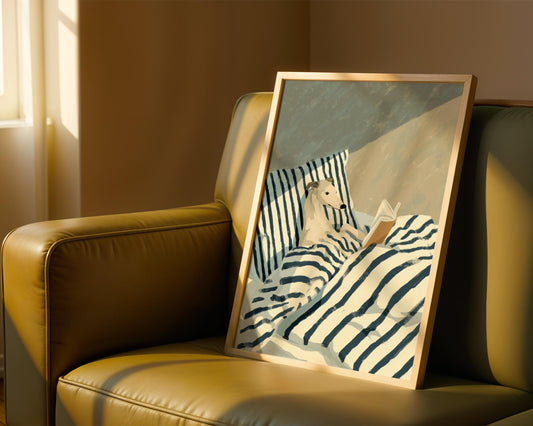 Greyhound Reading Print